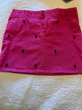 Polo by Ralph Lauren Hot Pink Mini Skirt with Navy Embroidered Logos